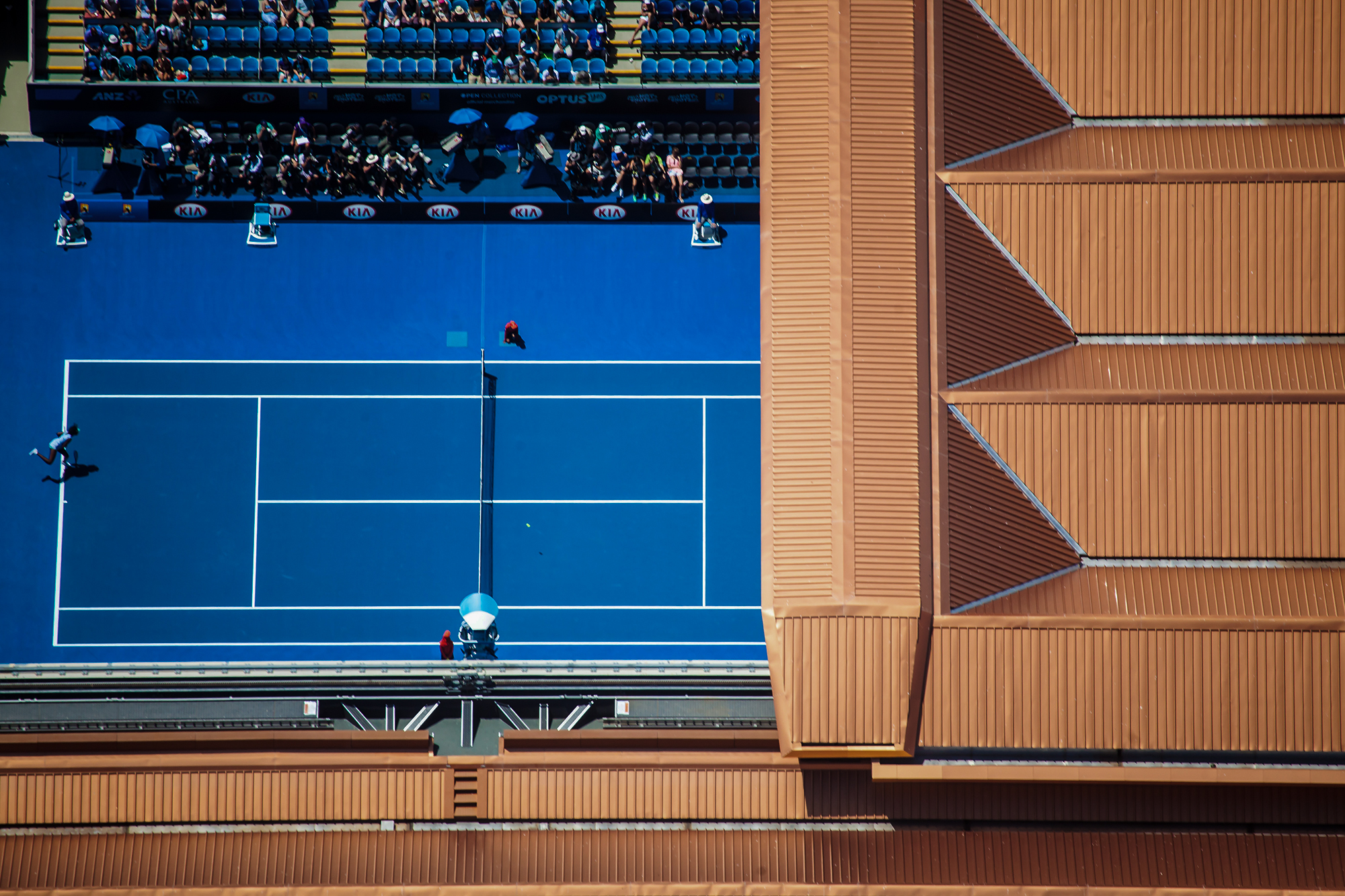 Aerial helicopter view Australian Open Margaret Court Arena Melbourne