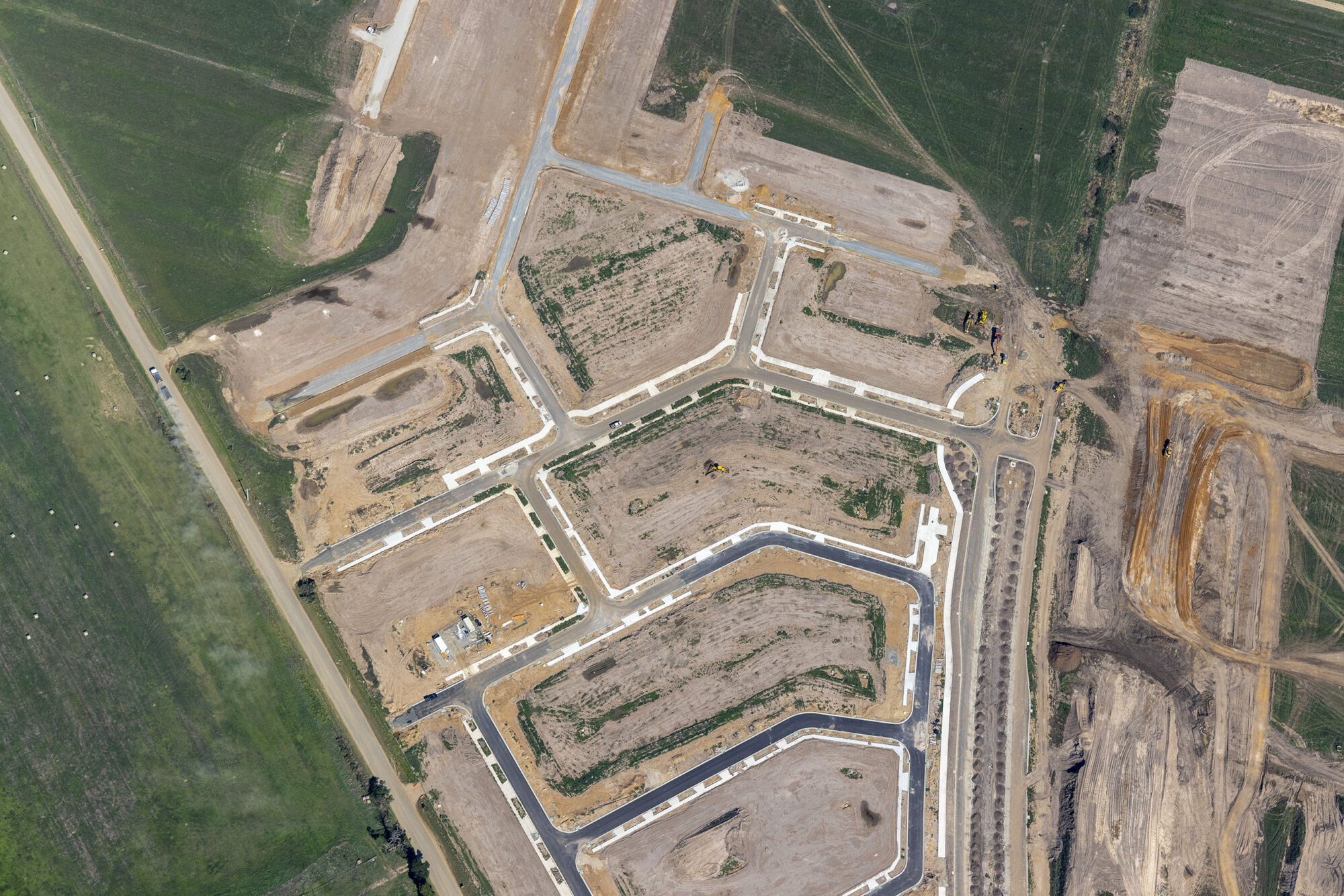Drone aerial view Melbourne construction site groundwork earthworks