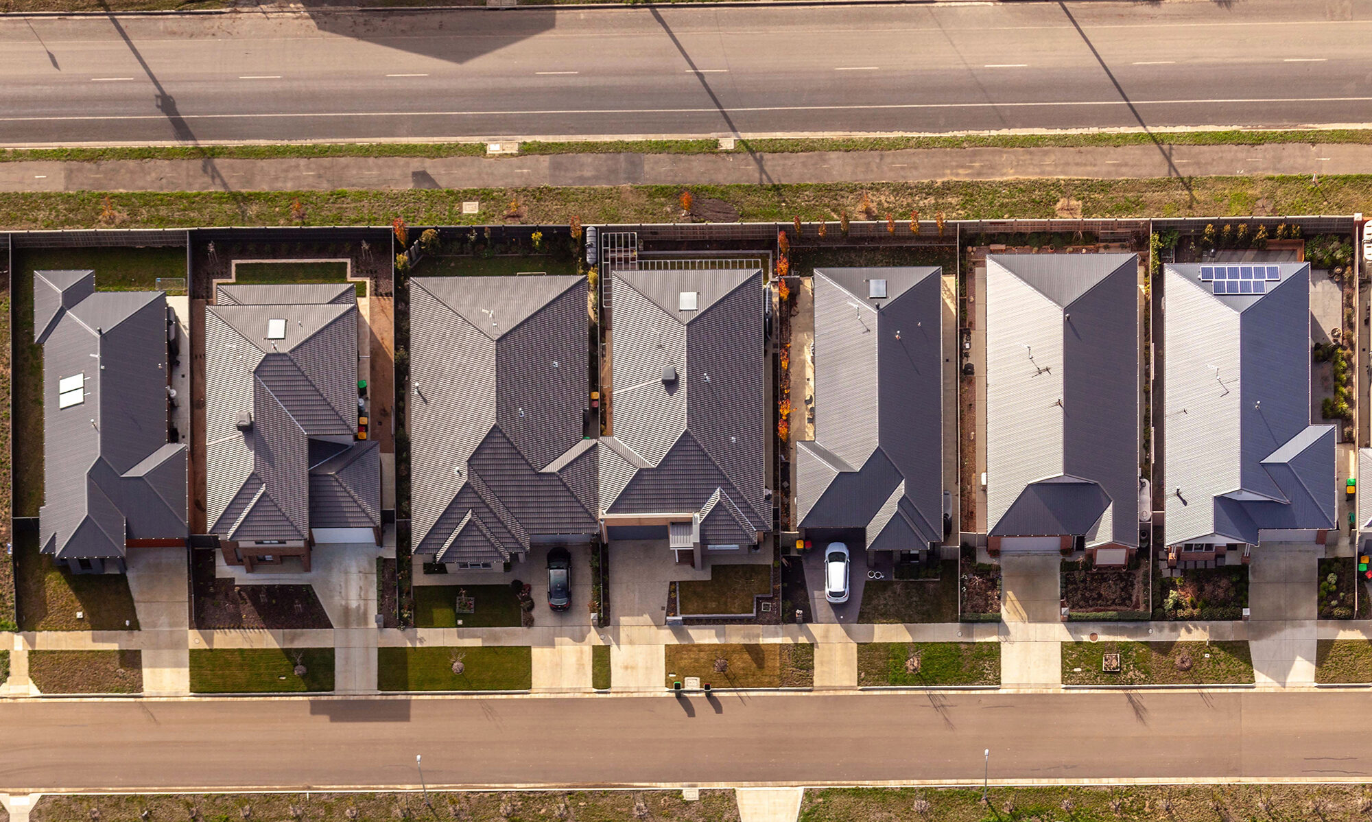 Aerial photography Melbourne residential architecture rooftop view